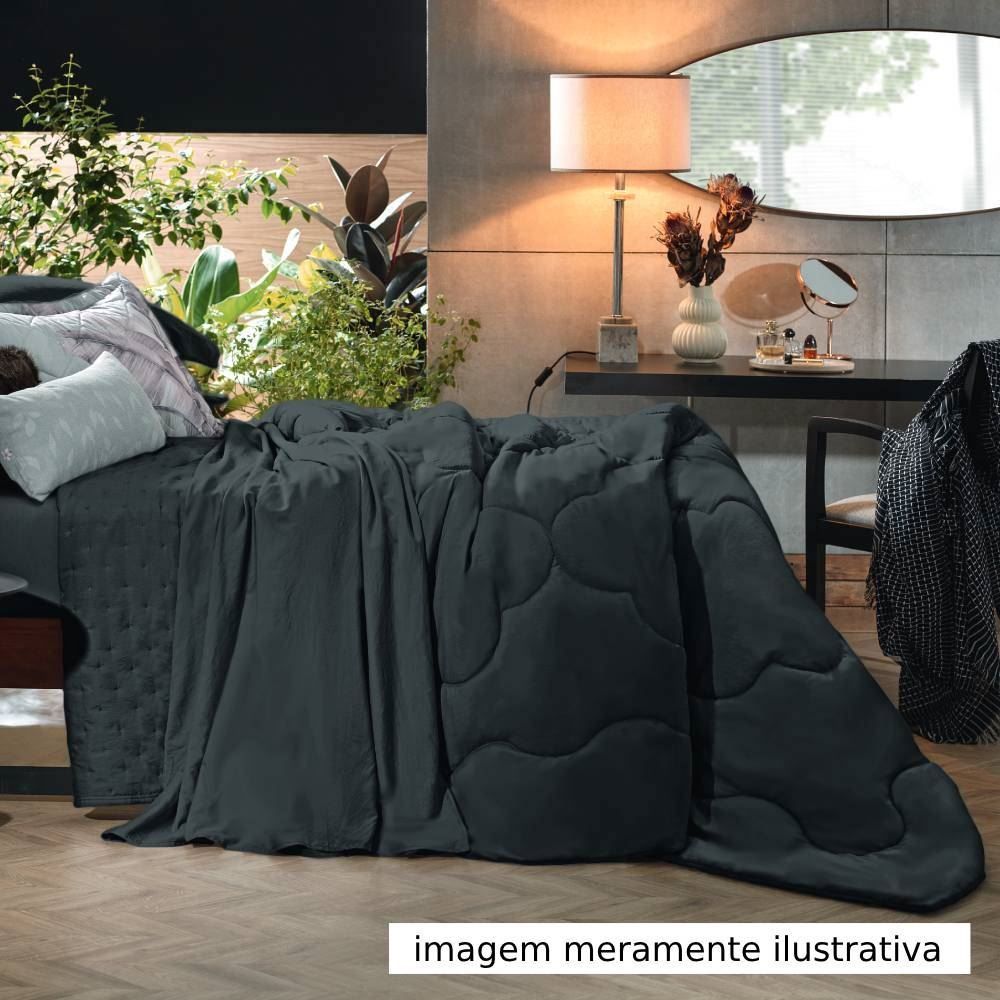 Edredom Solteiro 100% Poliéster Elegance Hedrons 1 Pç - Preto