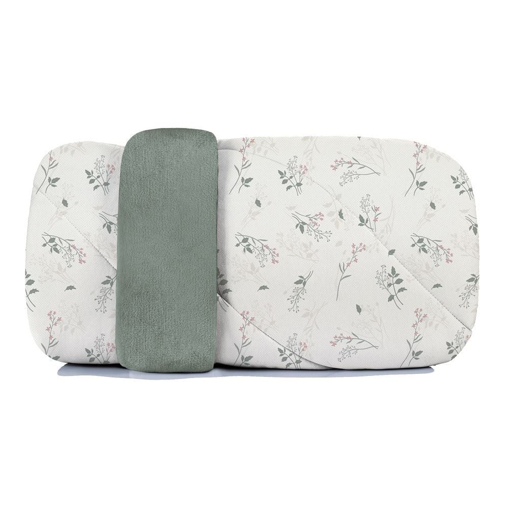 Edredom Solteiro Dupla Face Malha Blend Altenburg - Olivia Floral Verde