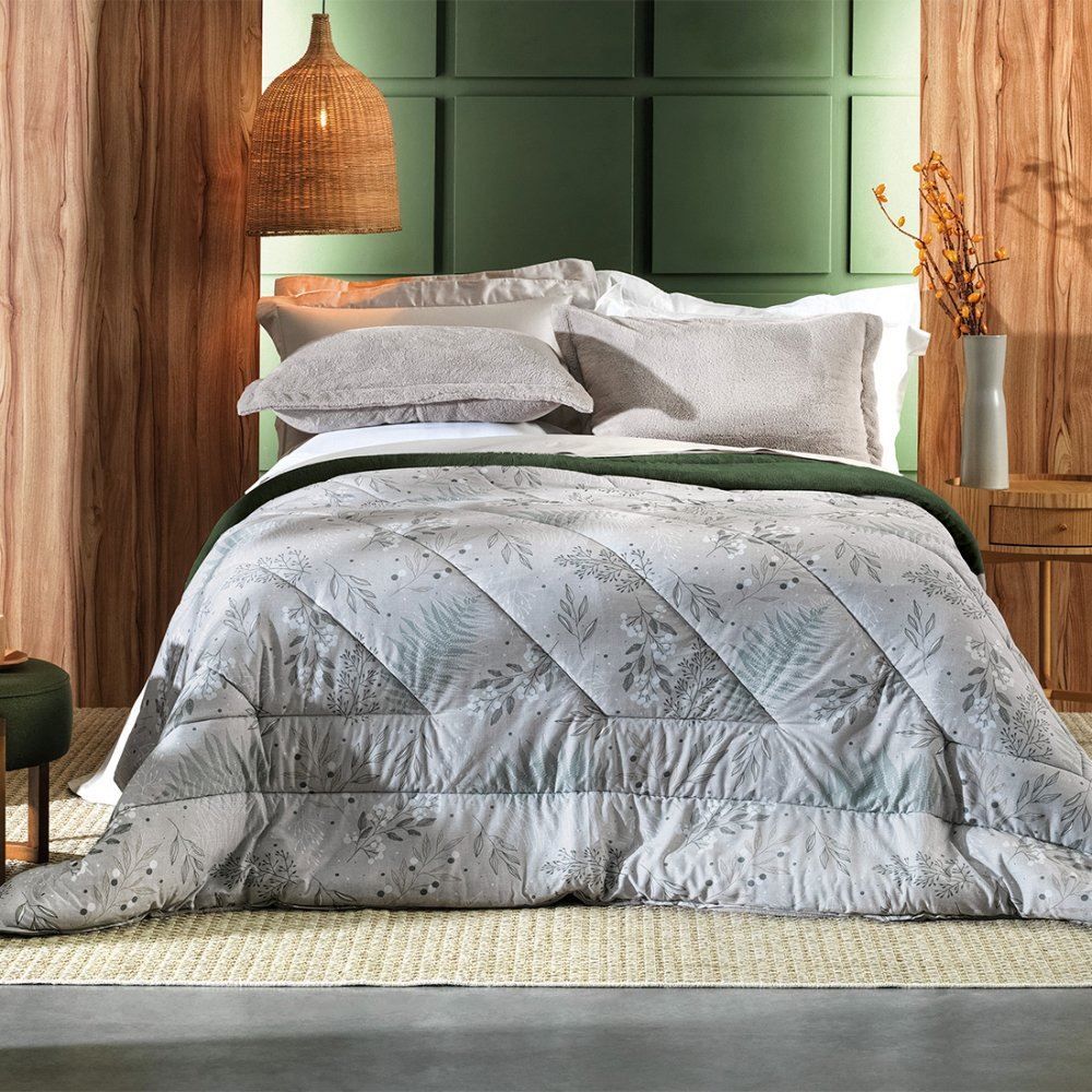 Edredom Solteiro Dupla Face Malha Blend Altenburg - Serenity Verde