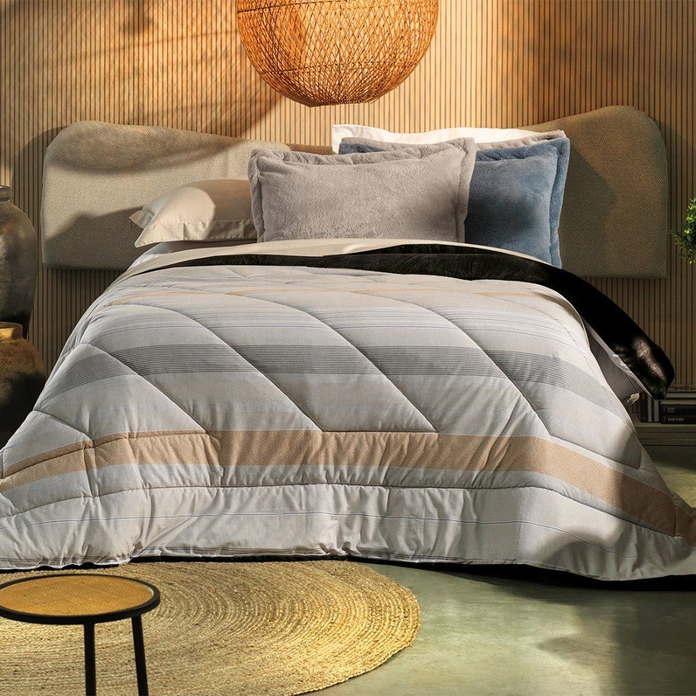 Edredom Solteiro Dupla Face Malha Blend Altenburg - Vermont Preto