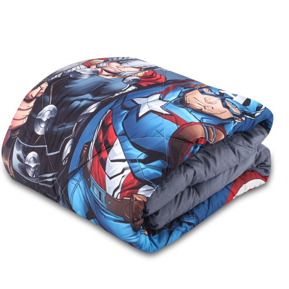 Edredom Solteiro Disney 100% Poliéster Plush Hedrons - Vingadores Retorno