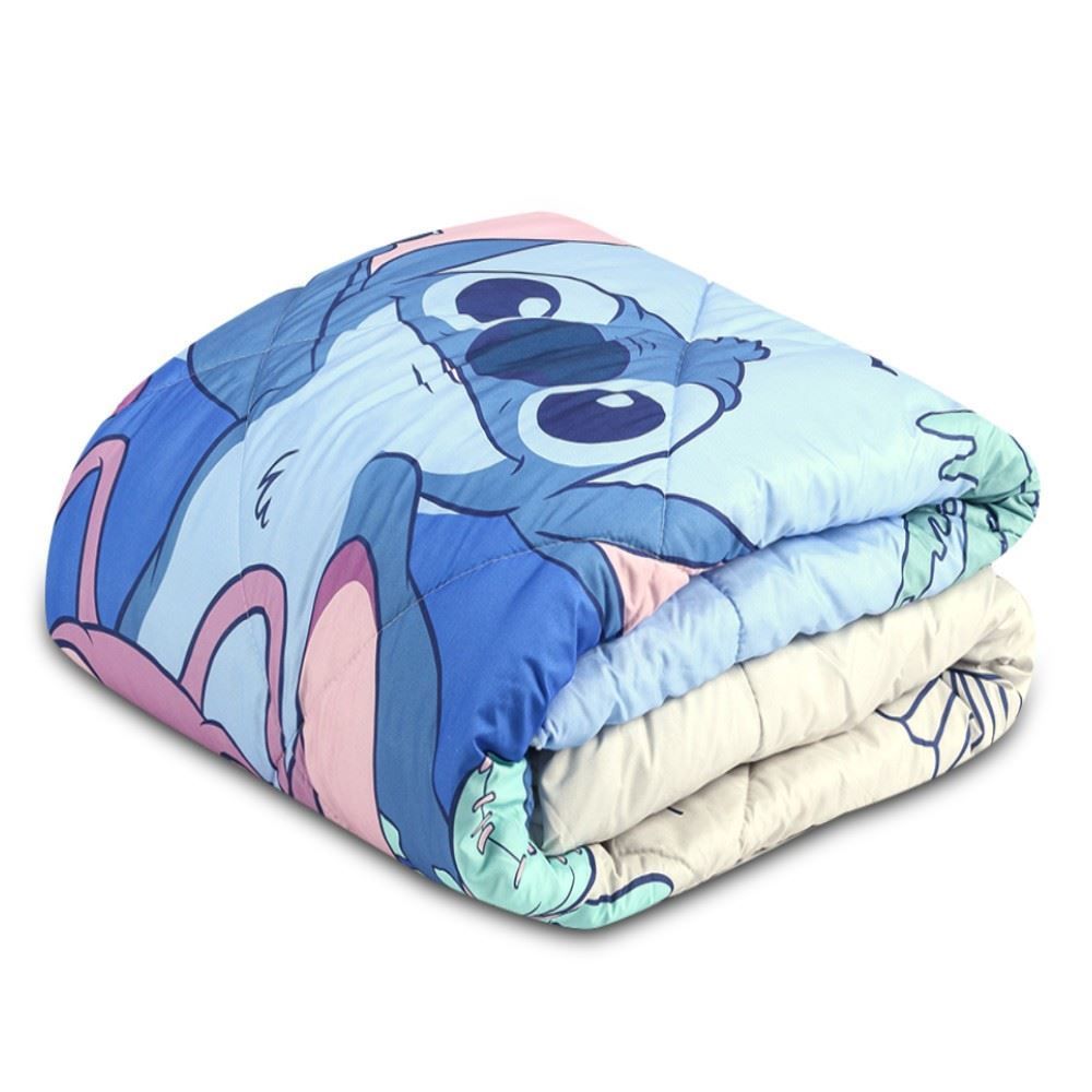 Edredom Solteiro Disney 100% Poliéster Plush Hedrons - Stitch Tropical