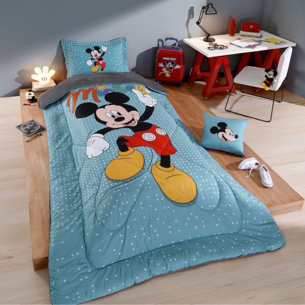 Edredom Solteiro Disney 100% Poliéster Plush Hedrons - Mickey Home
