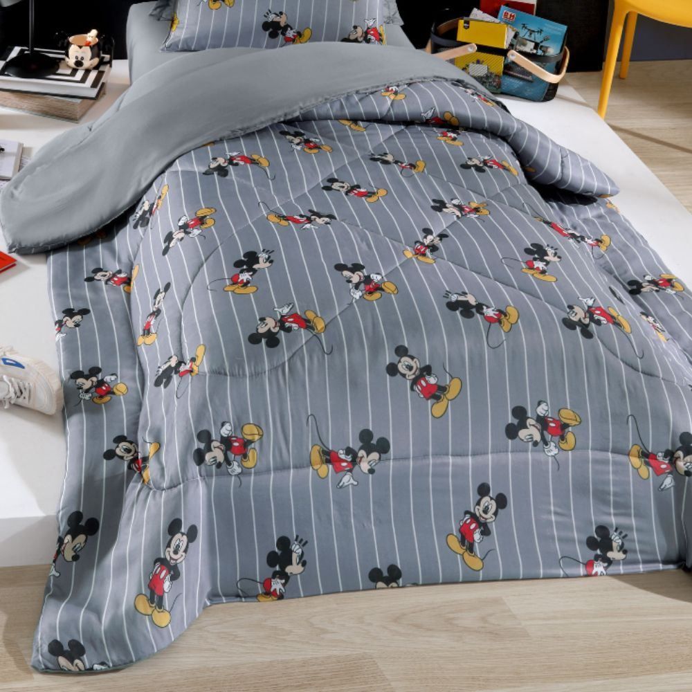 Edredom Solteiro Dupla Face Plush E Microfibra Disney - Mickey Listras