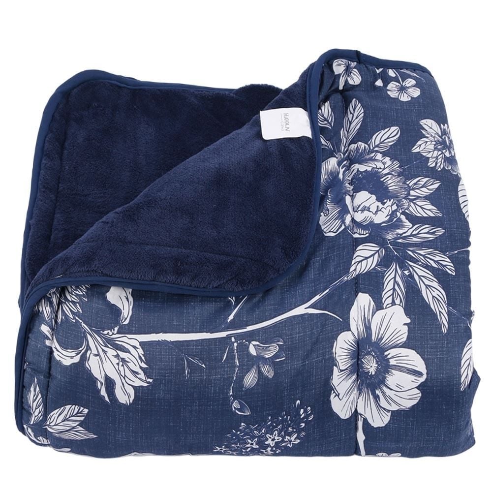 Edredom Solteiro Estampado Bellagio Havan Casa - Cecilia Floral Azul