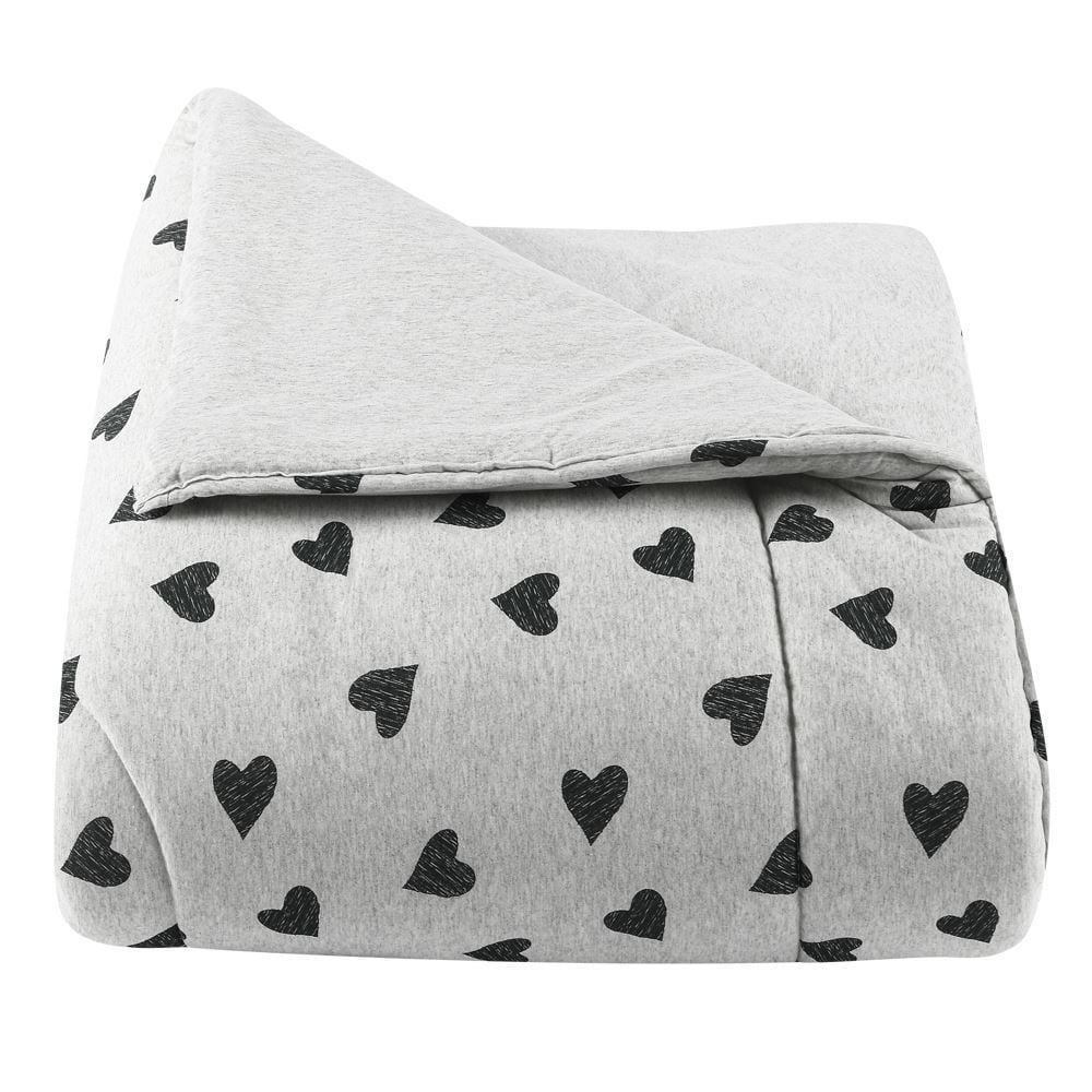 Edredom Solteiro De Malha Urban Confort Havan Casa - Corações Cinza