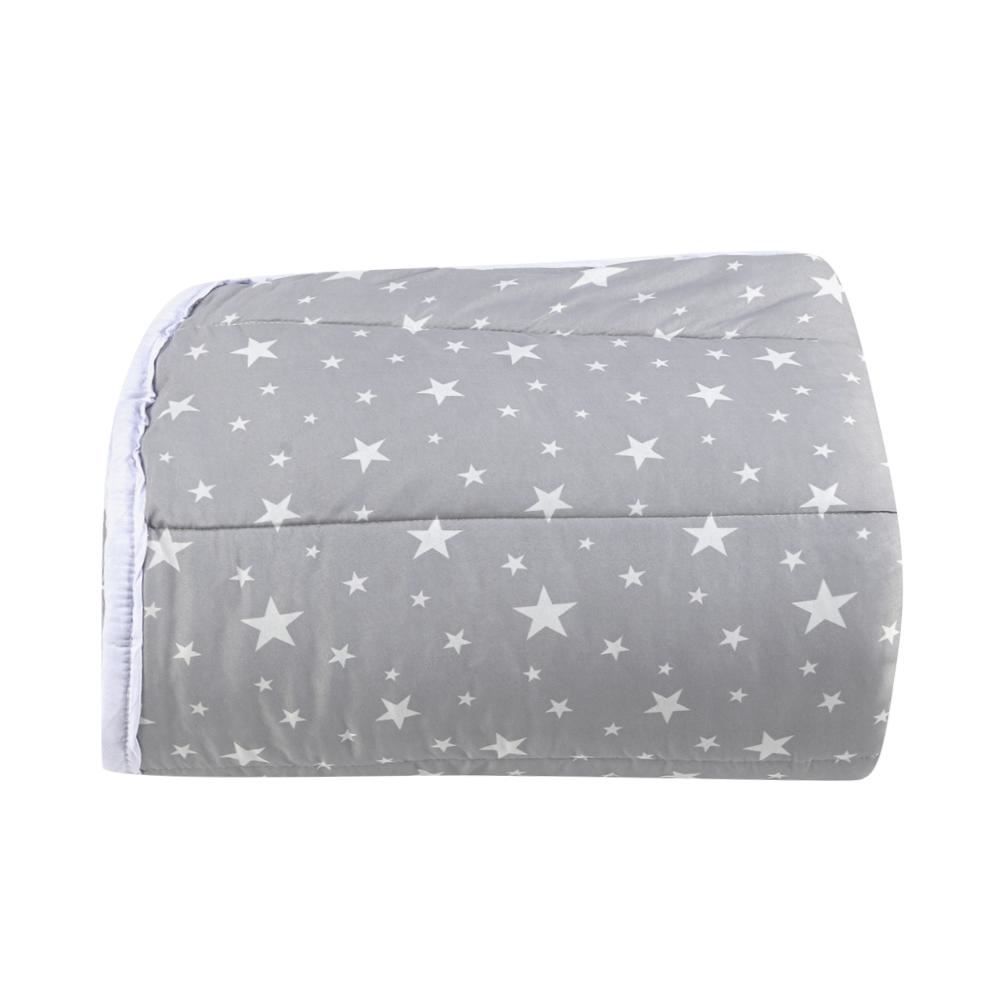 Edredom Solteiro Microfibra 100% Poliéster Kids Solecasa - Estrelas Cinza