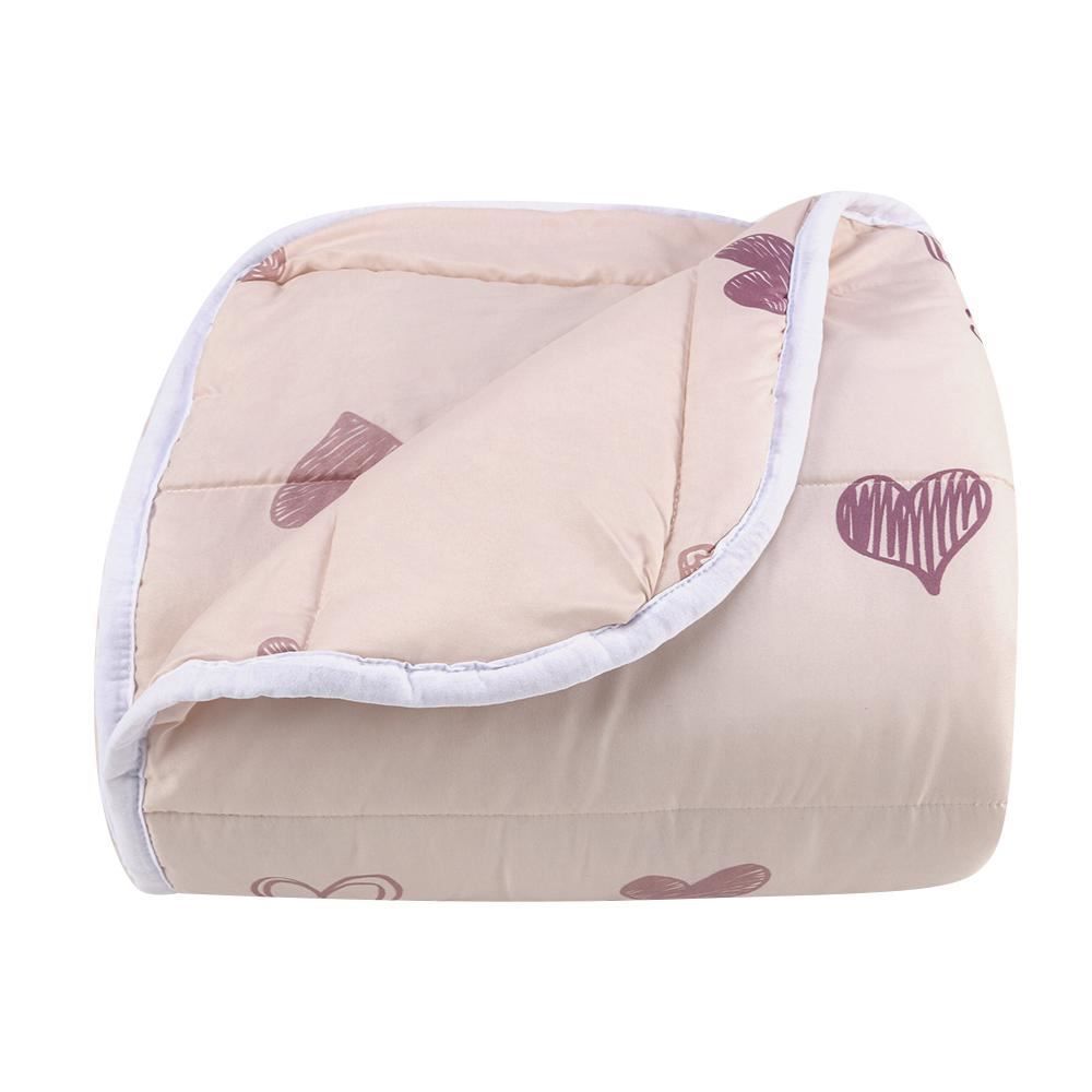 Edredom Solteiro Microfibra 100% Poliéster Kids Solecasa - Coração Rosa