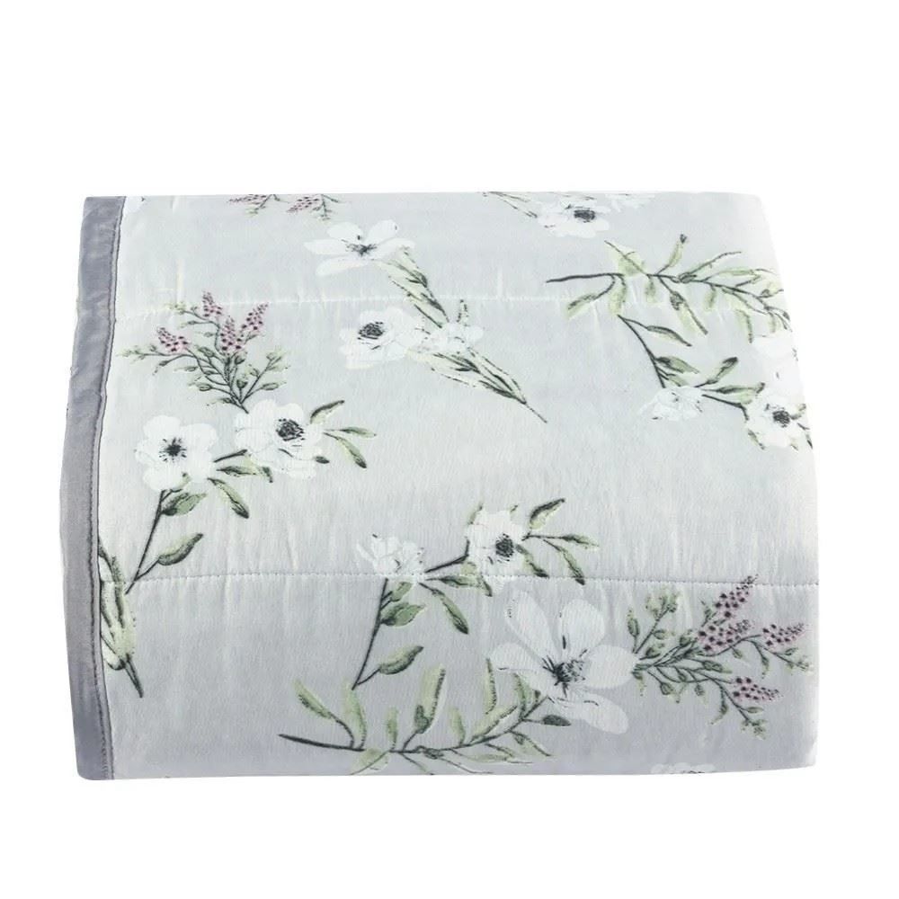 Edredom Solteiro Plush E Dupla Face Napoli Havan Casa - Floral Cinza