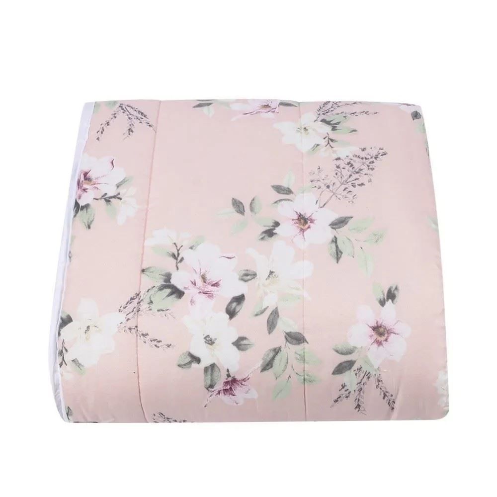 Edredom Solteiro Plush E Dupla Face Napoli Havan Casa - Floral Rose