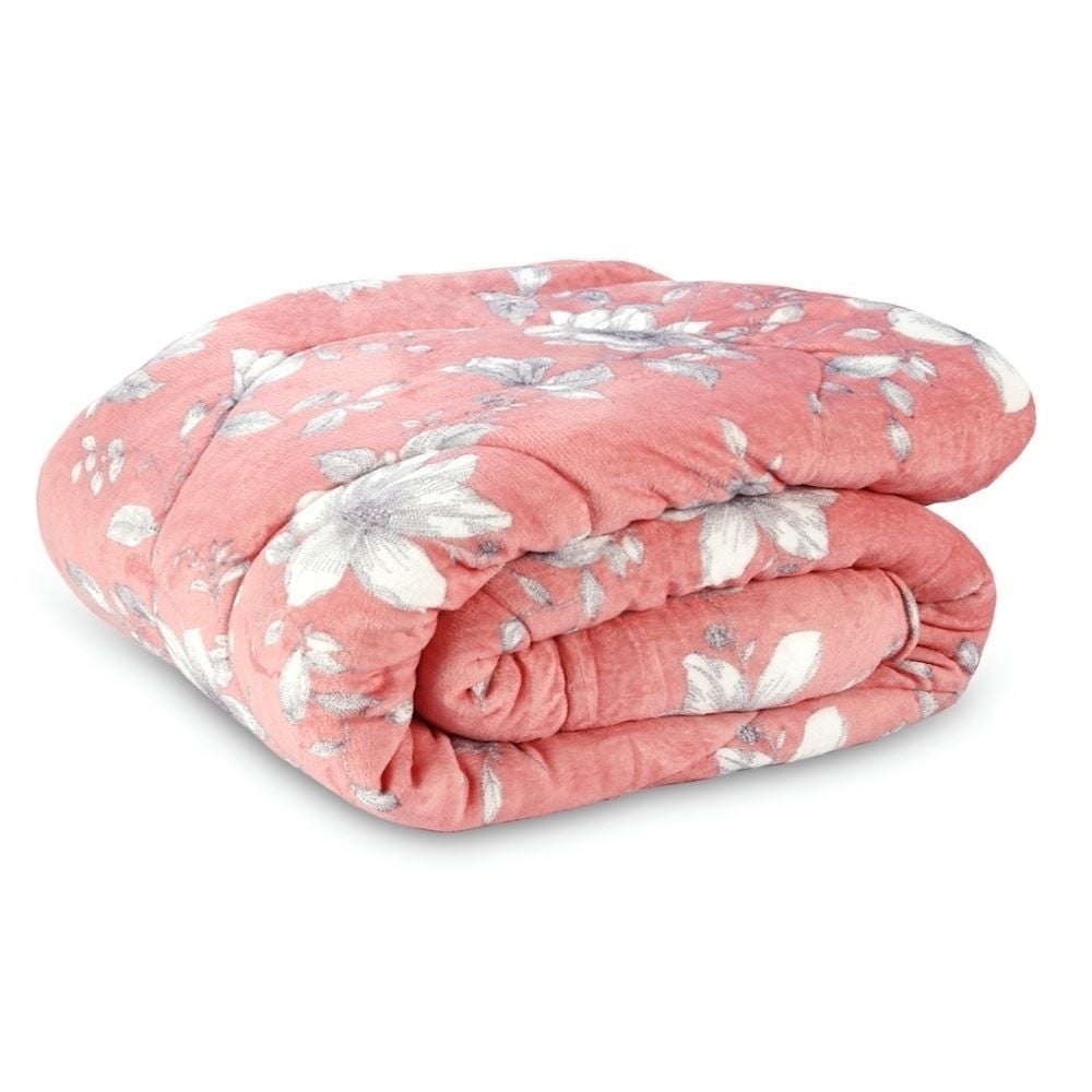 Edredom Solteiro Plush Inove Provence Havan Casa - Livia Floral Rosa