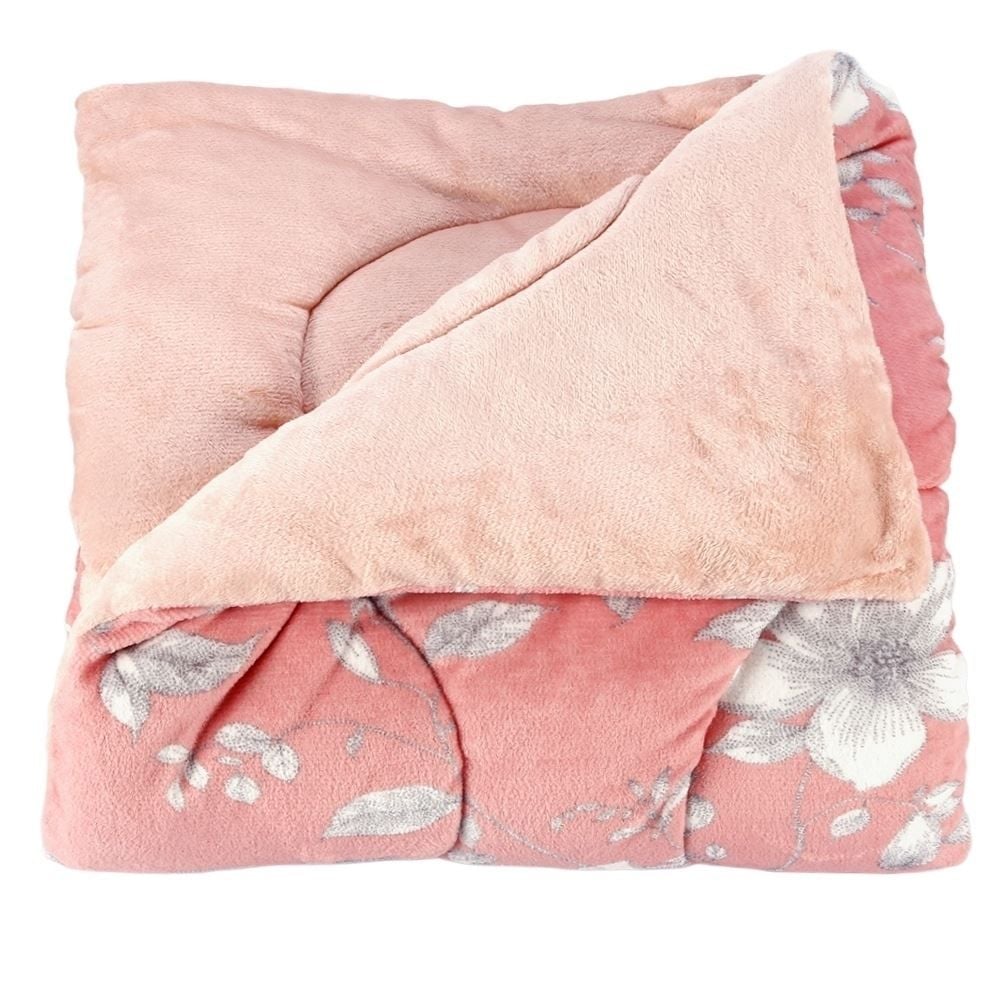 Edredom Solteiro Plush Inove Provence Havan Casa - Livia Floral Rosa