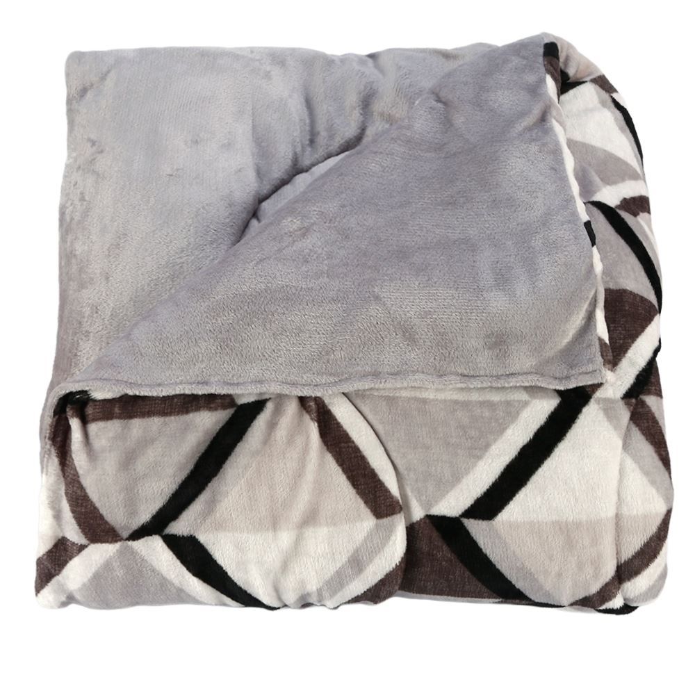 Edredom Solteiro Plush Inove Provence Havan Casa - Ravi Geo Cinza