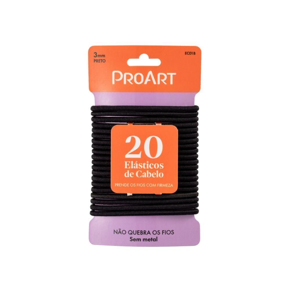 Elástico De Cabelo 20 Unidades Proart - Preto