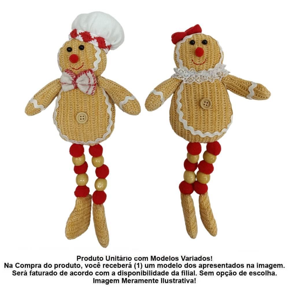 Enfeite Boneco De Gengibre Tricô 30 Cm Tuut - Caramelo