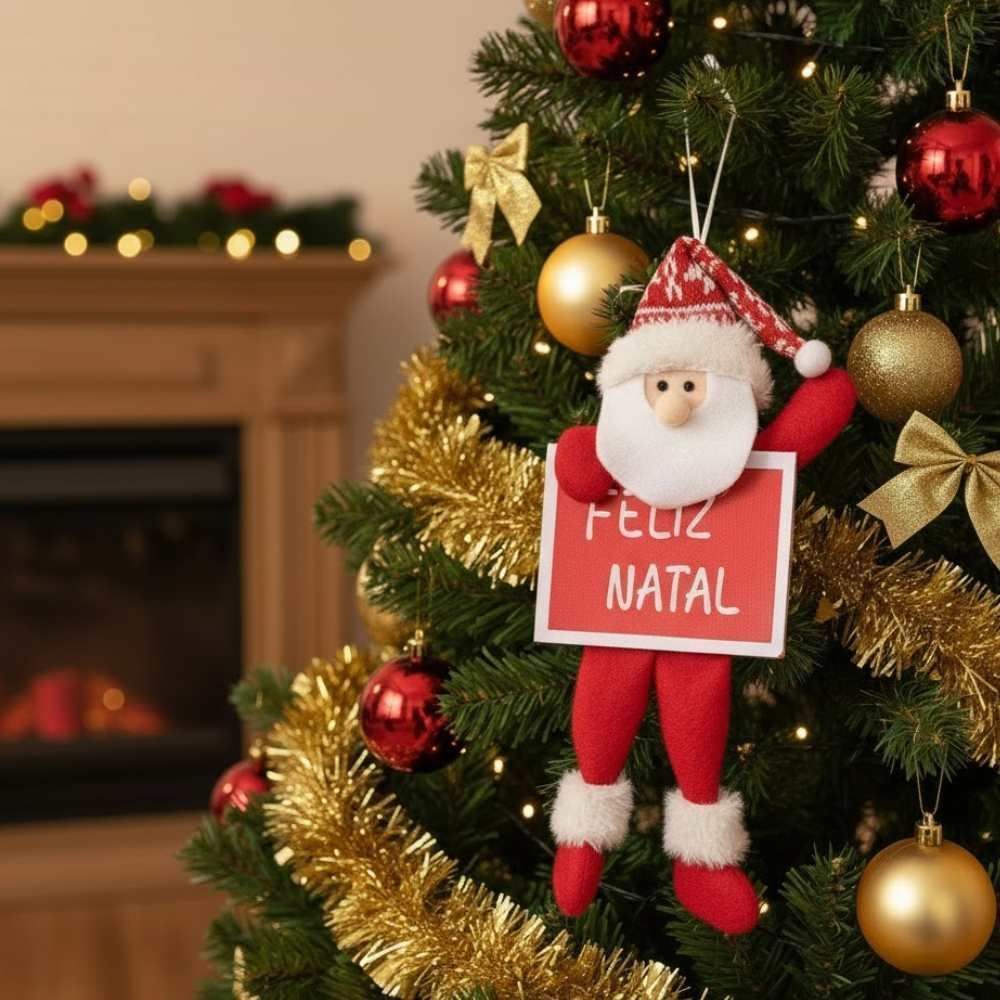 Enfeite De Pendurar Feliz Natal 25 Cm Rio Master - Sortido