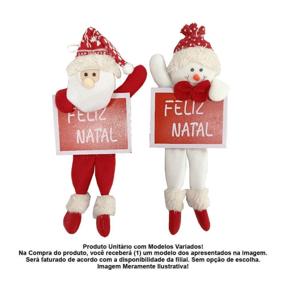 Enfeite De Pendurar Feliz Natal 25 Cm Rio Master - Sortido