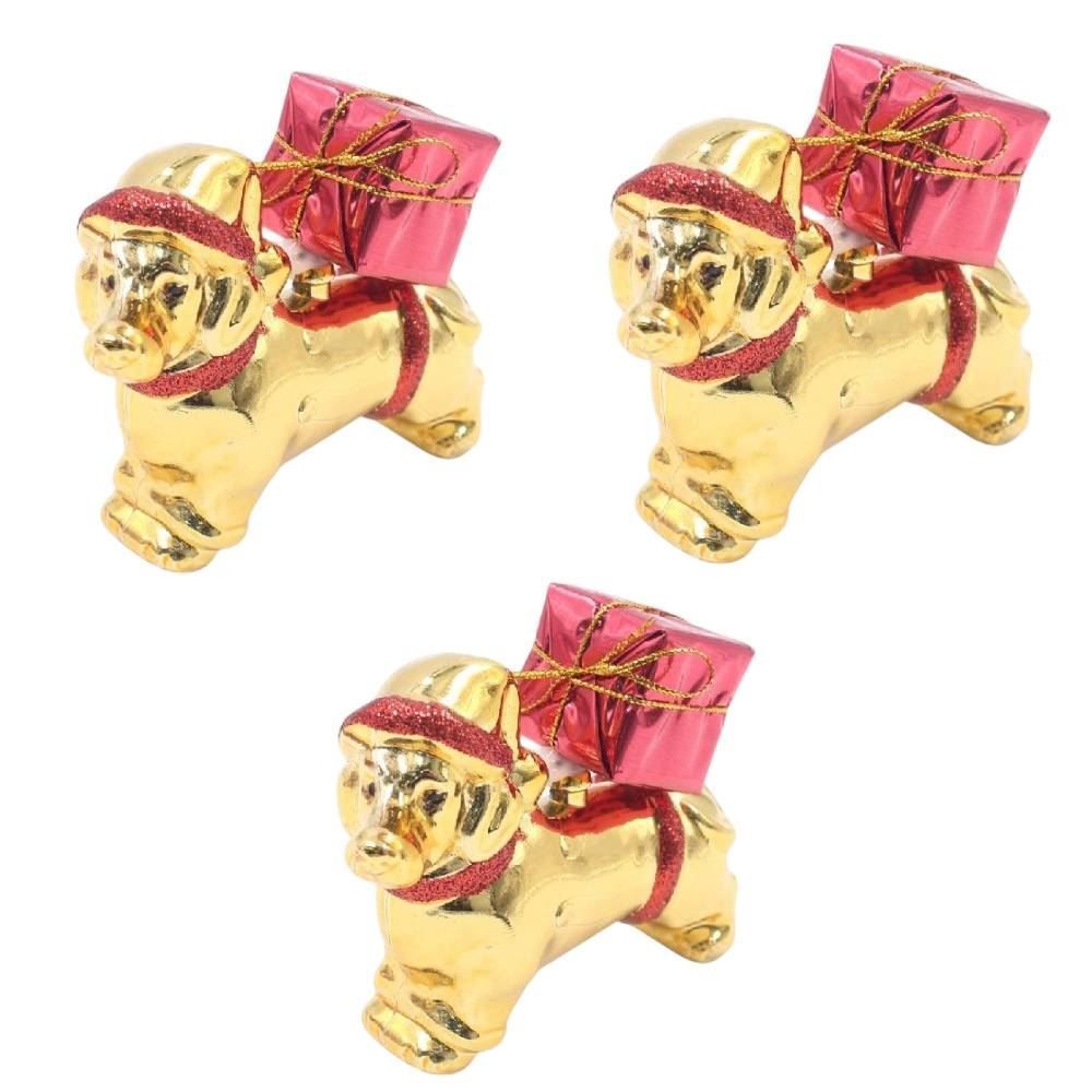 Enfeite Natalino Cachorro Com Presente Havan Casa - 3 Peças 