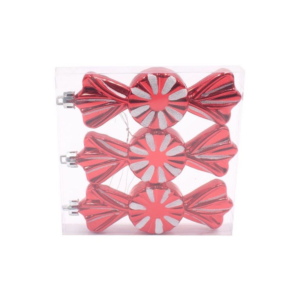 Enfeite Natalino Candy Vermelho Havan Casa 11Cm - 3 Peças 
