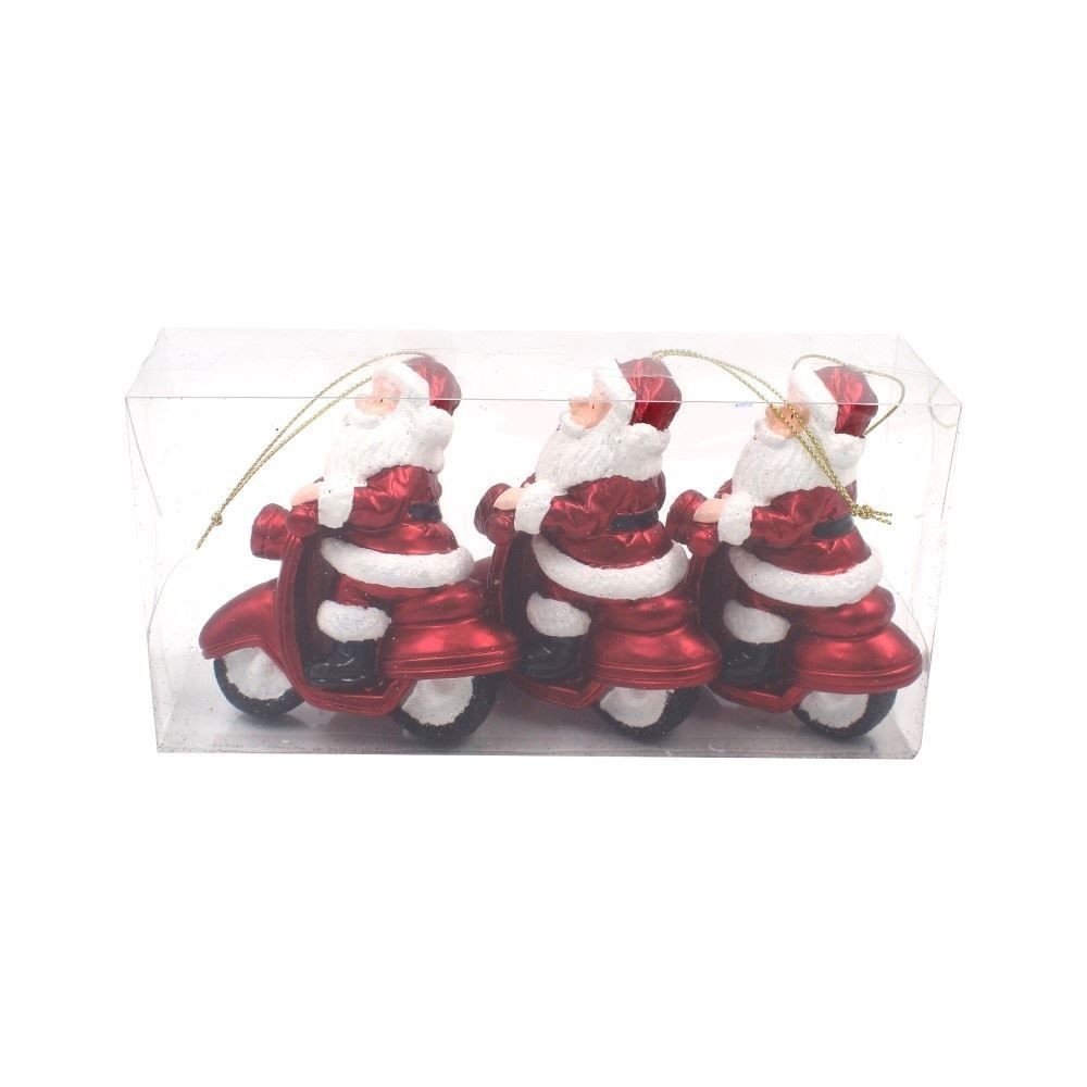 Enfeite Natalino Papai Noel Motoqueiro Havan Casa - 3 Peças 