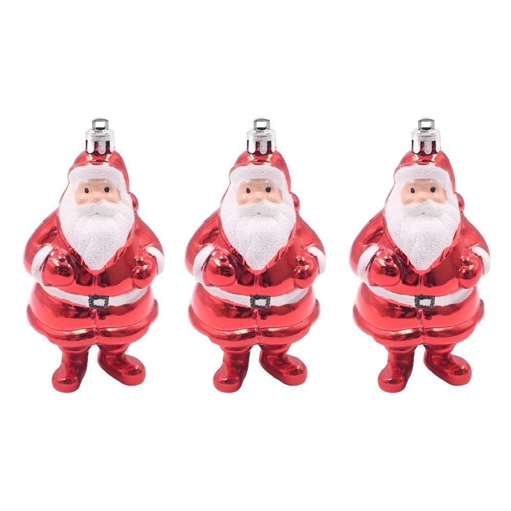 Enfeite Natalino Papai Noel Vermelho Havan Casa 10Cm - 3 Peças 