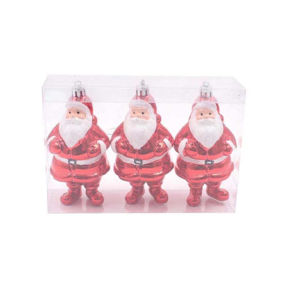 Enfeite Natalino Papai Noel Vermelho Havan Casa 10Cm - 3 Peças 