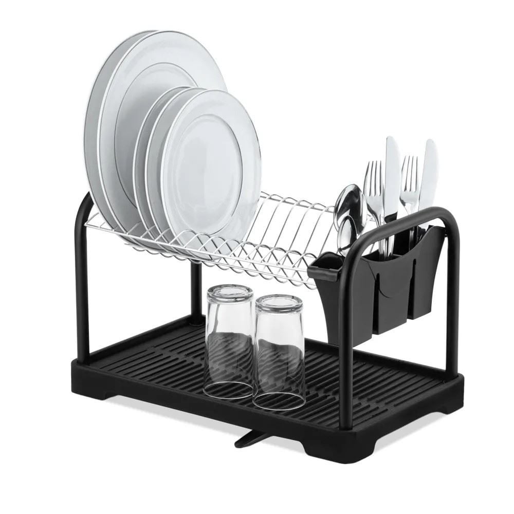 Escorredor de Louças Duplo com Bandeja Desmontável Arthi - Preto