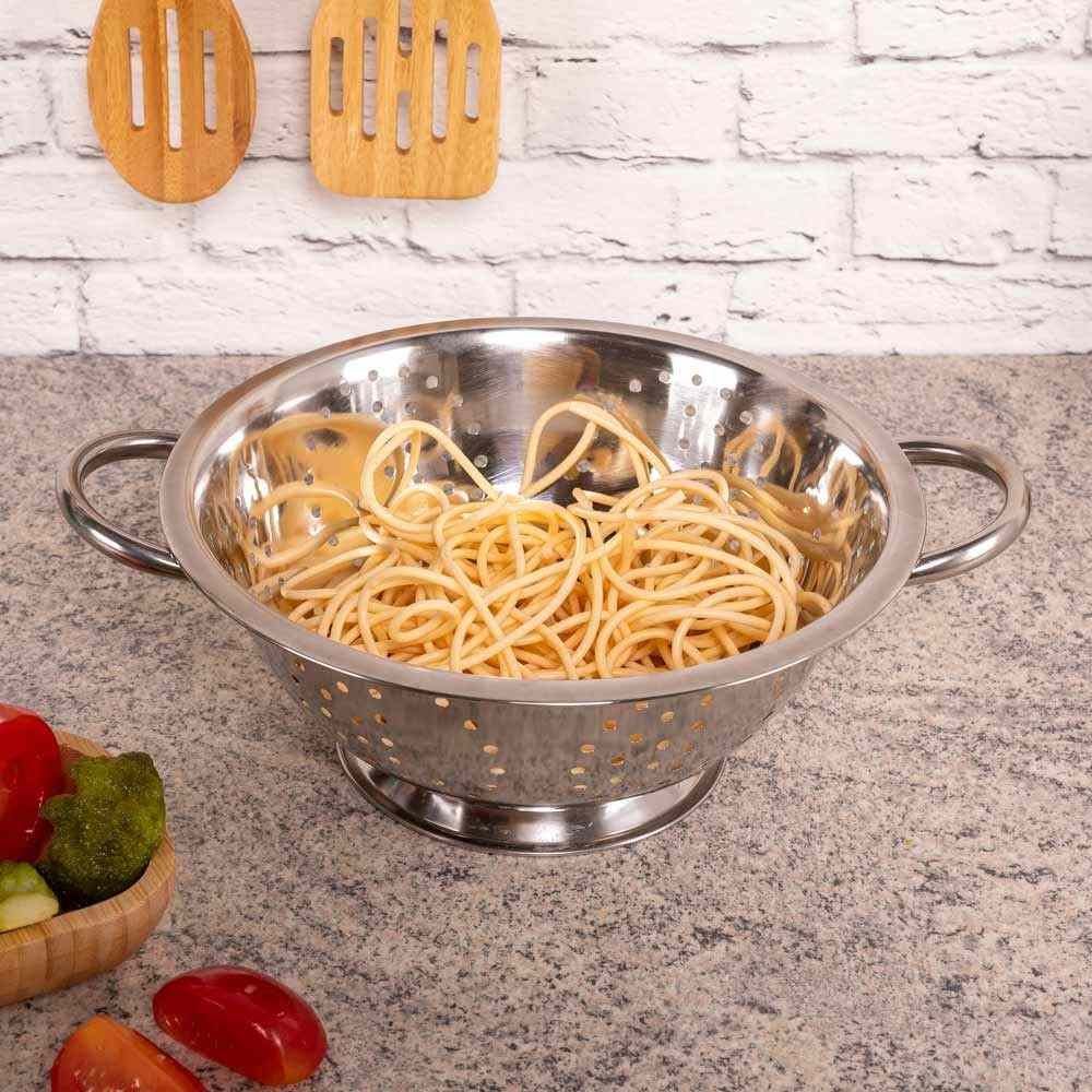 Escorredor De Macarrão Mallana 24 Cm - Aço Inox