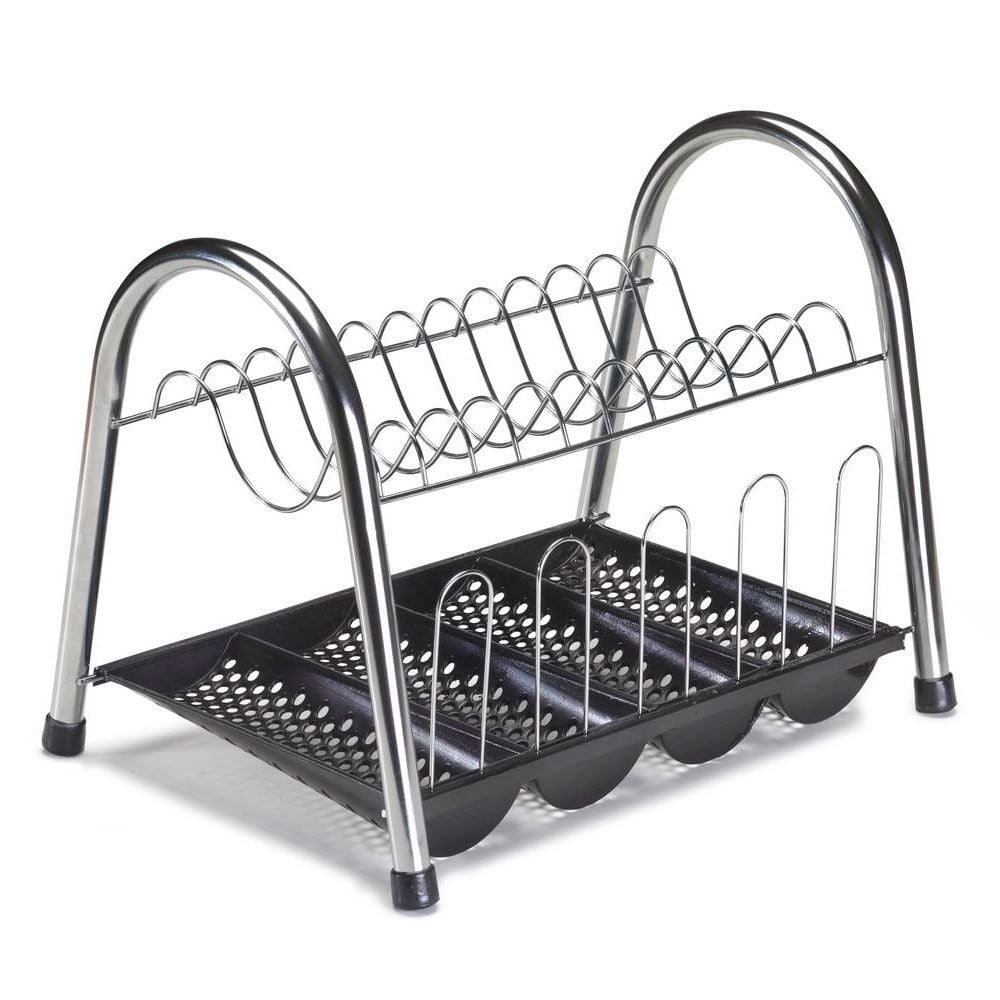 Escorredor Duplo Arthi Com Bandeja De Talheres - Preto