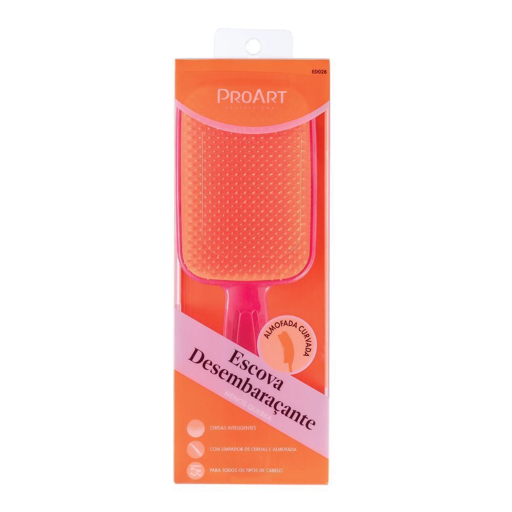 Escova De Cabelo Desembaraçadora Proart - Rosa e Laranja
