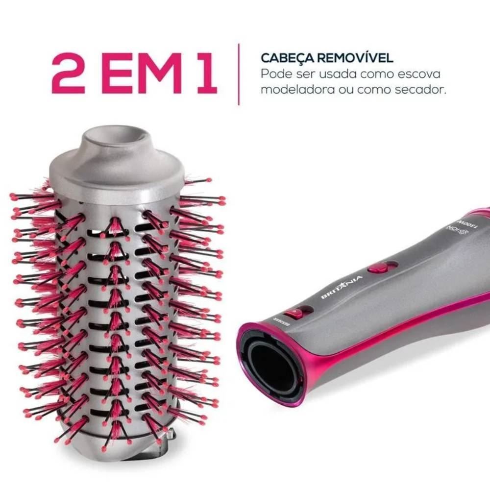Escova Secadora Britânia 1300W 4 Em 1 Bes26sr - Bivolt