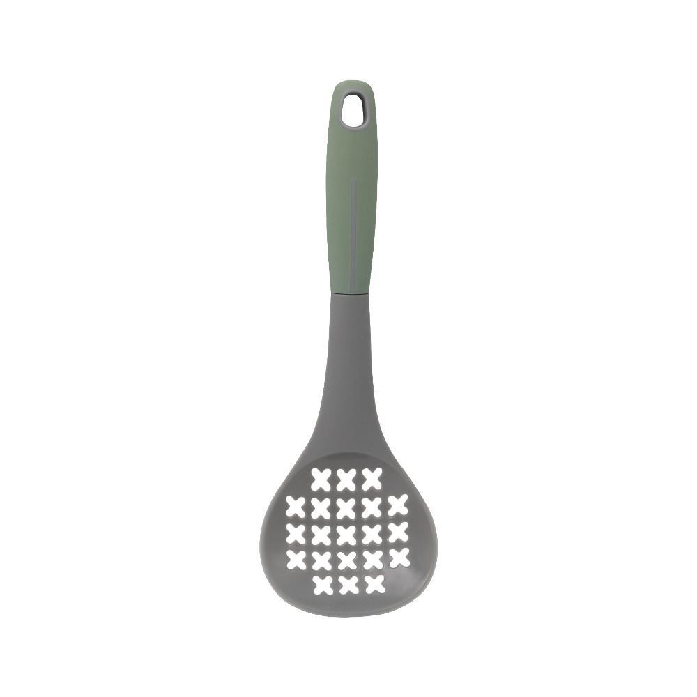 Escumadeira De Nylon Com Cabo Em Borracha Havan Casa 31Cm - Cinza e Verde