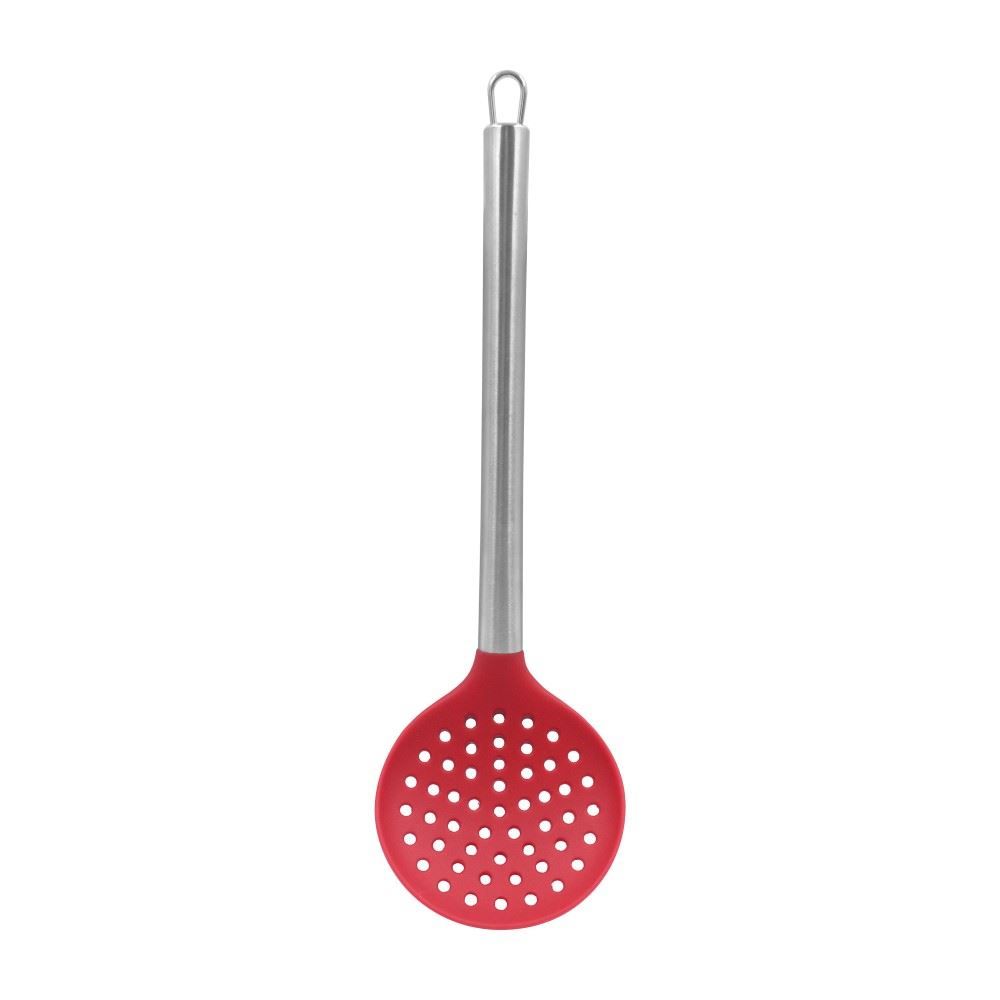 Escumadeira Silicone Com Cabo Inox Havan Casa 34Cm - Vermelho