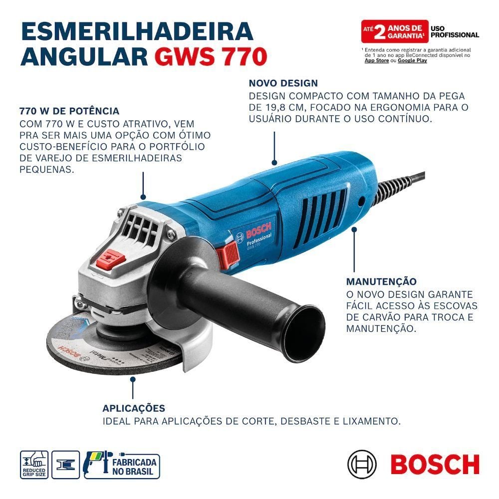 Esmerilhadeira Bosch GWS 770 220V M14