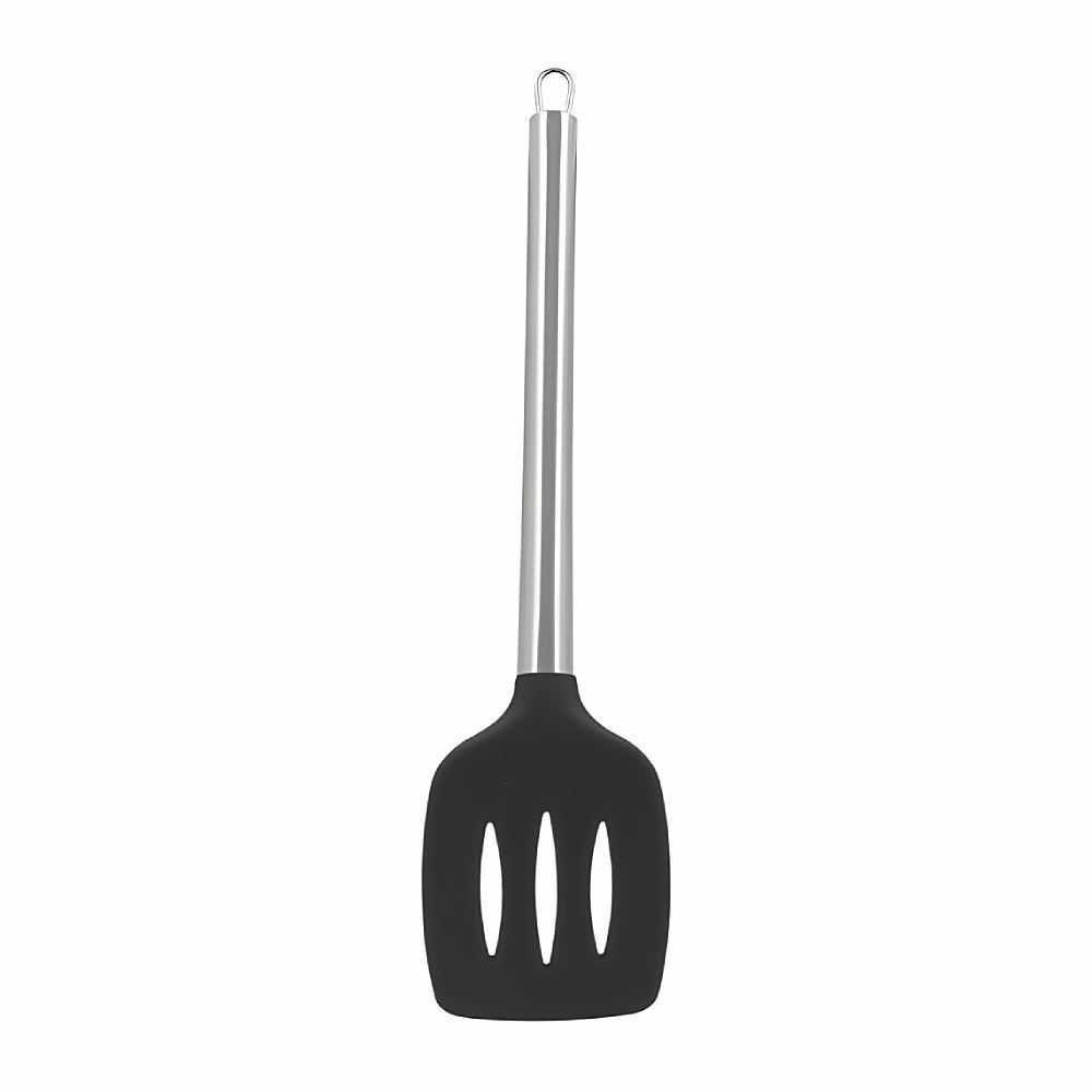 Espátula Vazada Silicone com Cabo Inox Havan Casa 35Cm - Preto