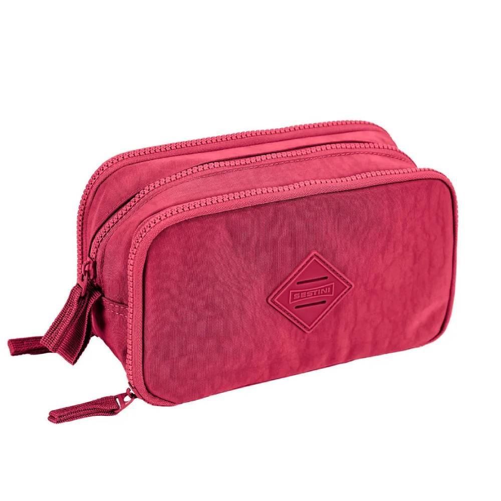 Estojo Box 3 Compartimentos Crinkle Rosa Sestini - 075723-08