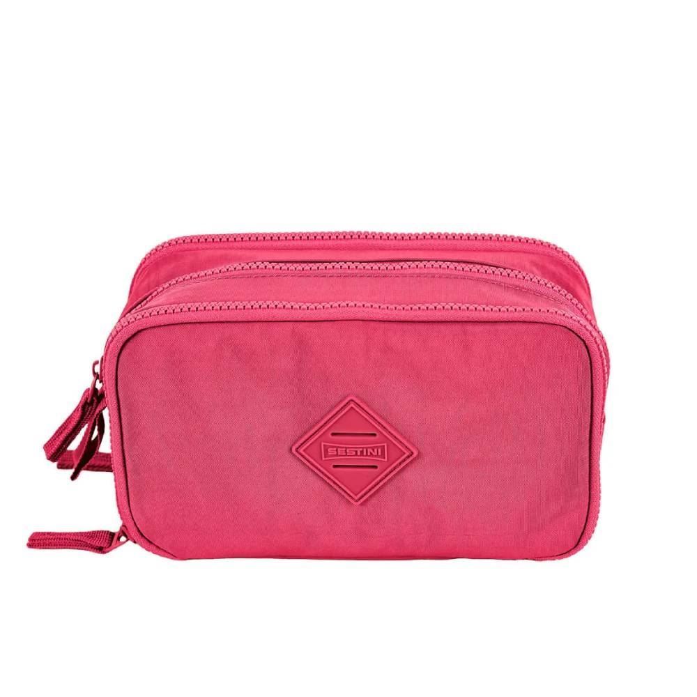 Estojo Box 3 Compartimentos Crinkle Rosa Sestini - 075723-08