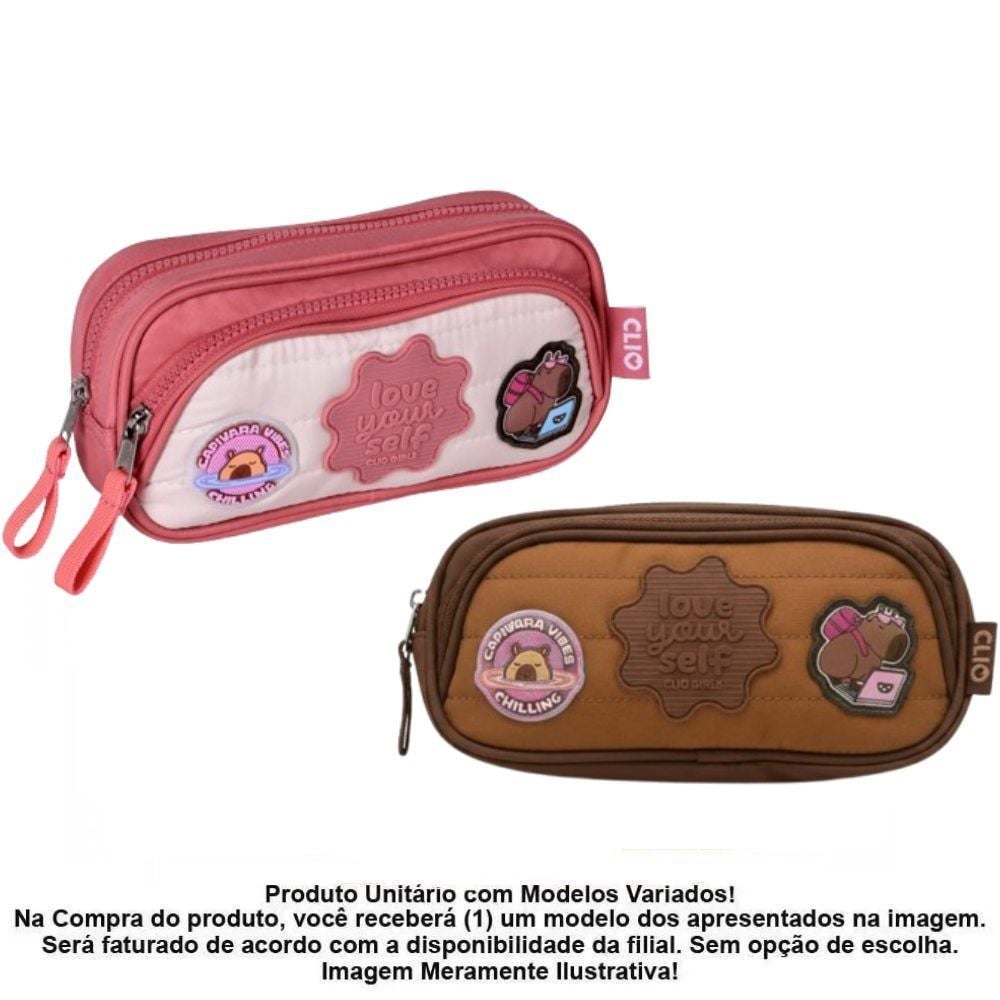 Estojo Duplo Juvenil Capivara Clio Style - Sortido