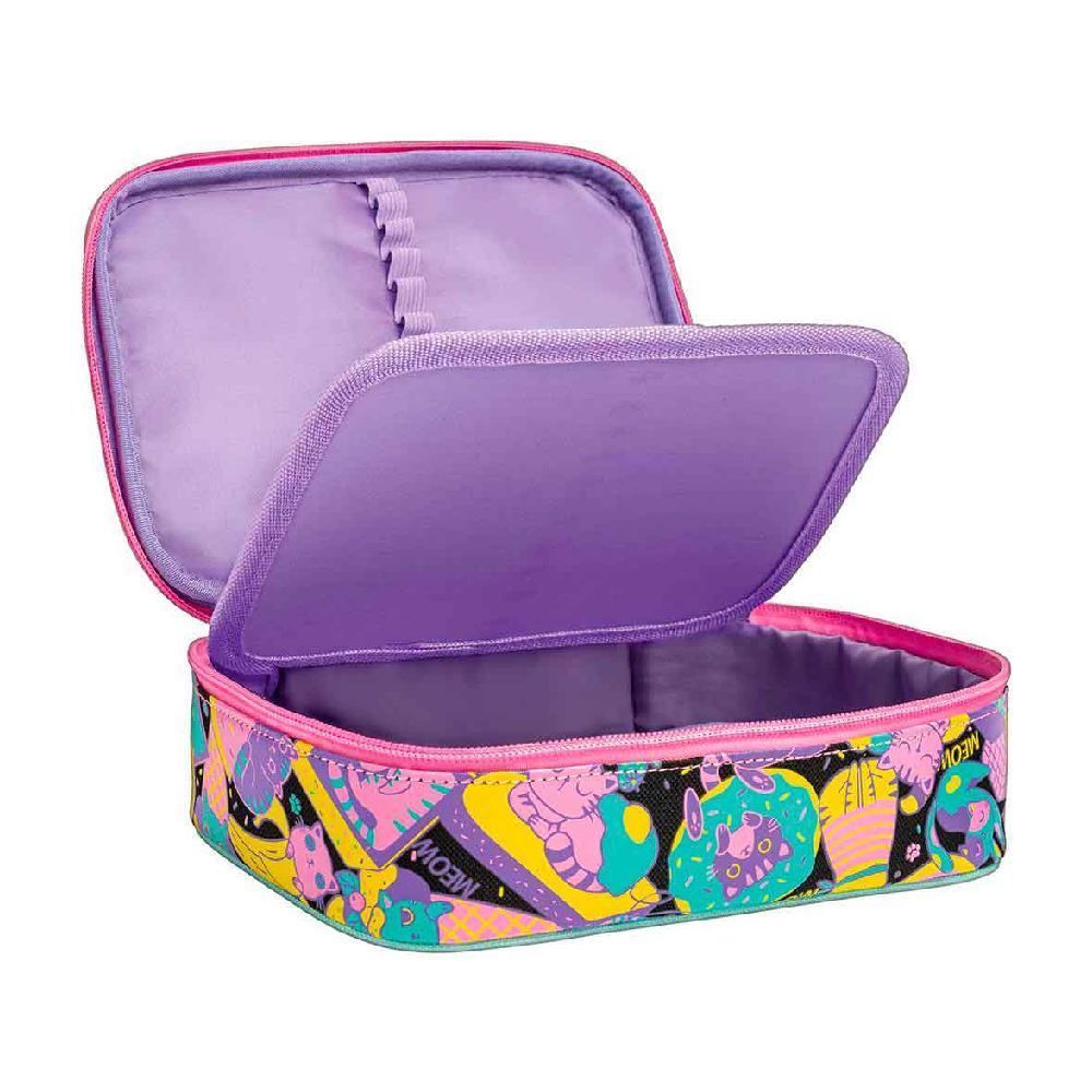 Estojo Retangular Infantil Pelúcia Gatinho Tilibra - Colorido