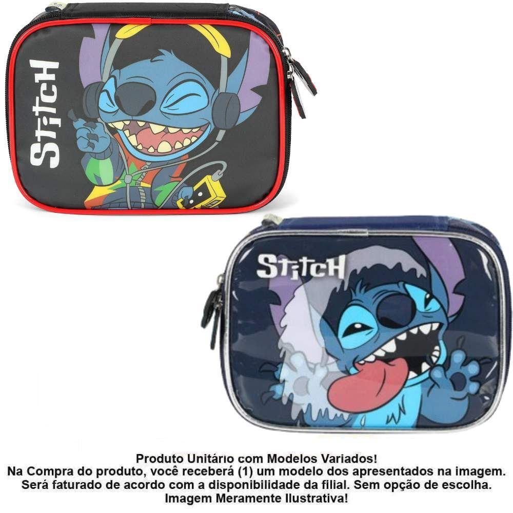 Estojo Retangular Infantil Stitch Nitght Luxcel - Sortido