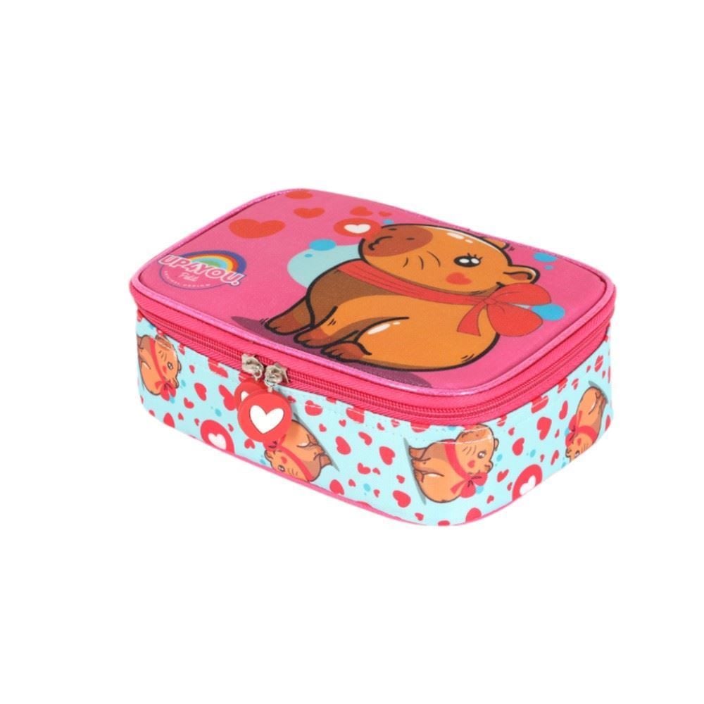 Estojo Retangular Infantil Up Capy Luxcel - Rosa