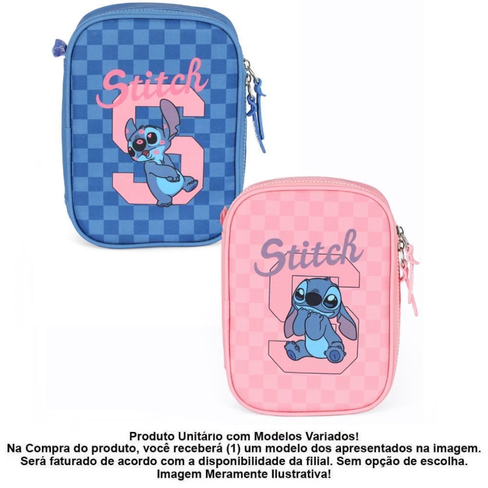 Estojo Retangular Stitch Xadrez Luxcel - Sortido