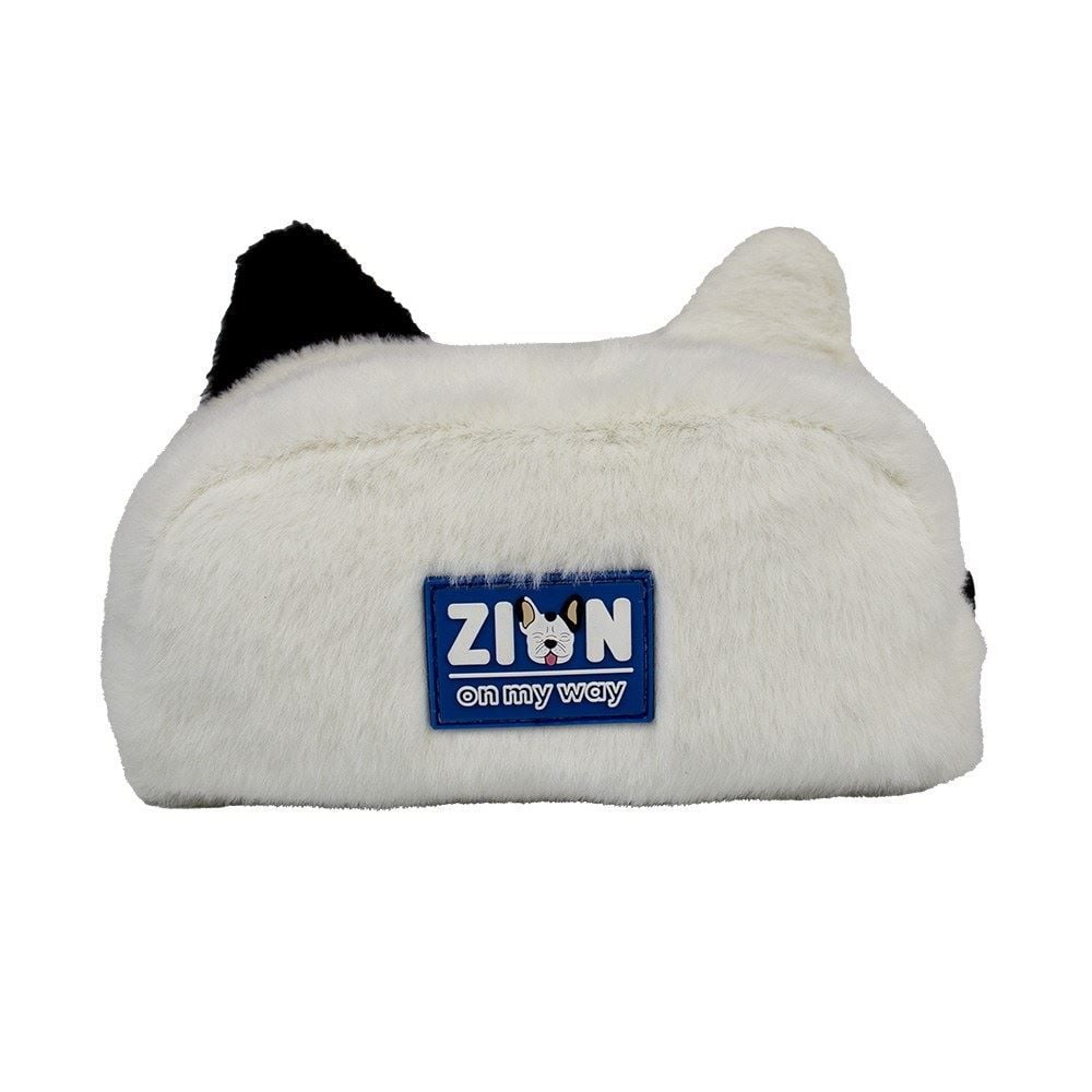 Estojo Simples Infantil Pelúcia Zion Buldog Xeryus - Branco