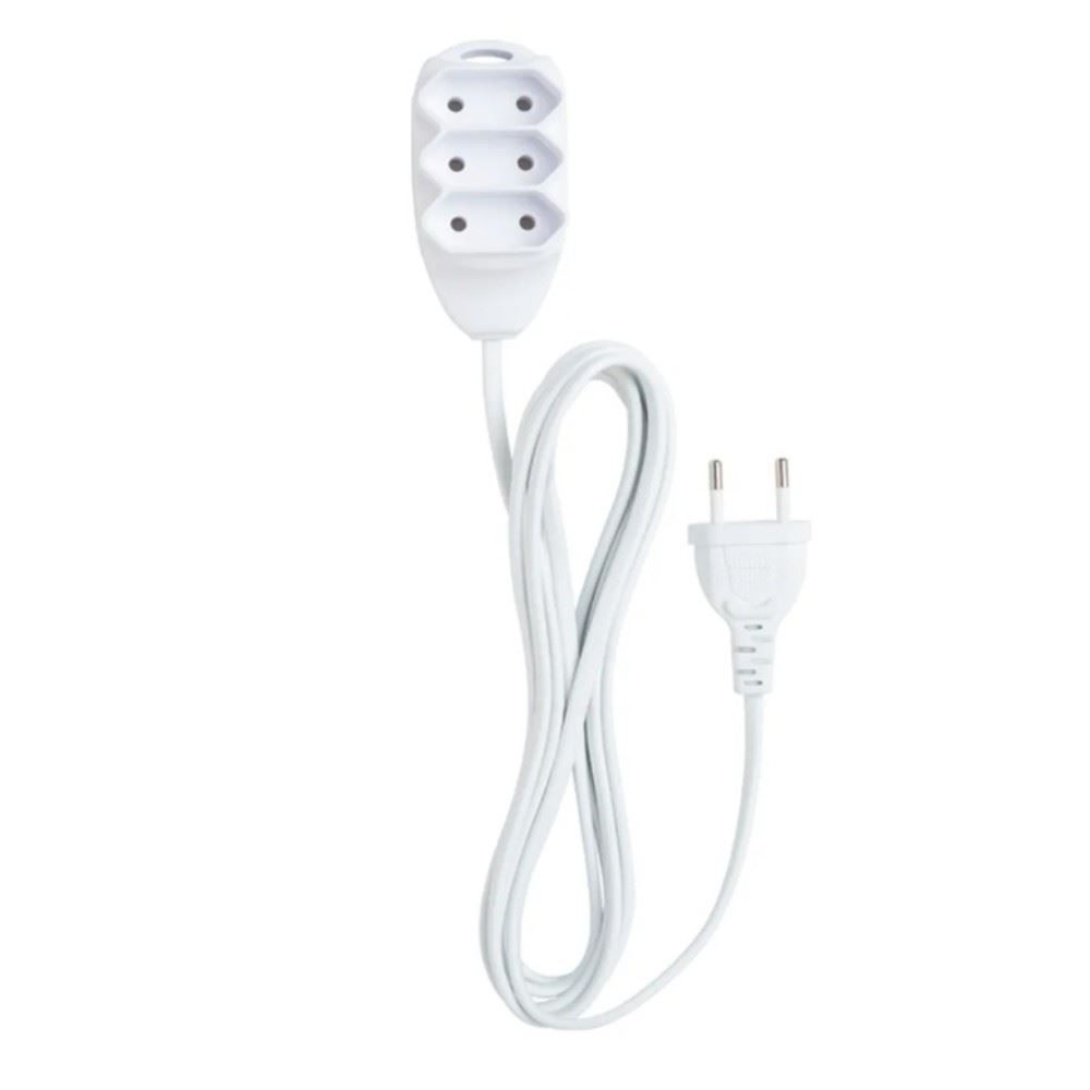 Extensão Elétrica 3 Tomadas 2 Pinos 10A 10M Branca Ext 2010