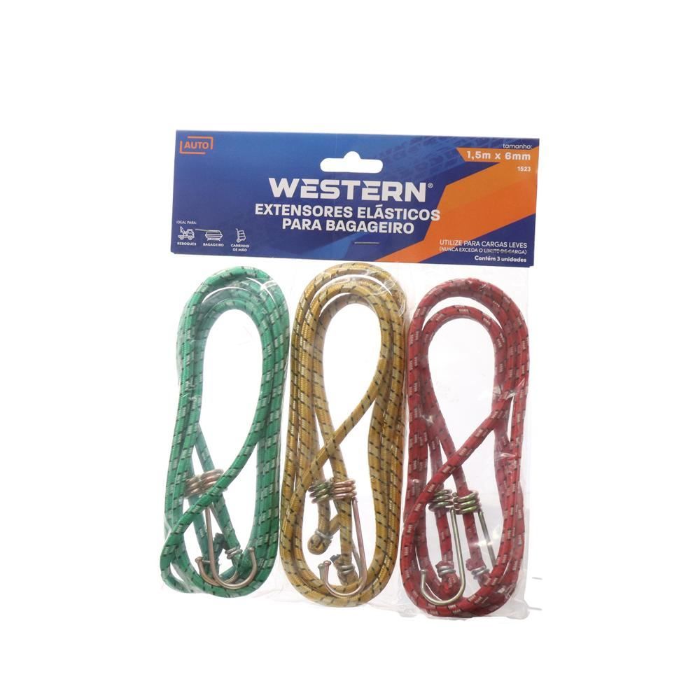 Extensores Elásticos Para Bagageiro 1,5M X 6Mm 3 Peças Western - 1523