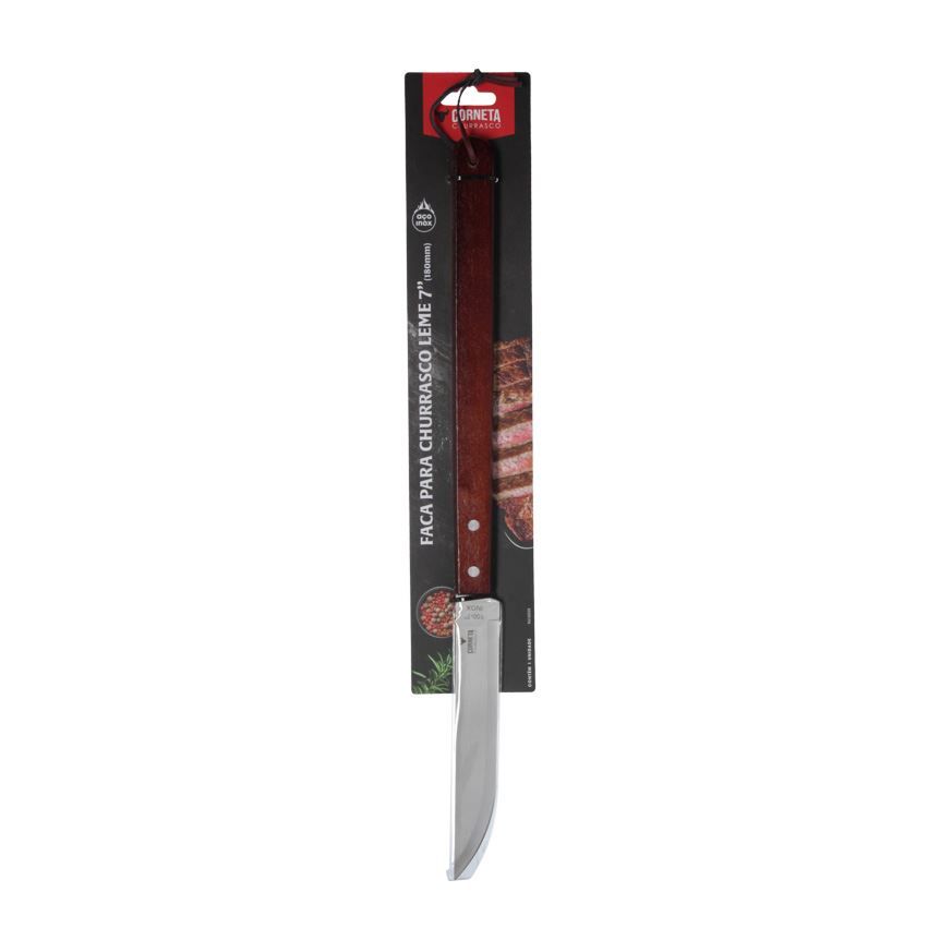 Faca Para Churrasco De Inox Com Cabo De Madeira Leme 7"