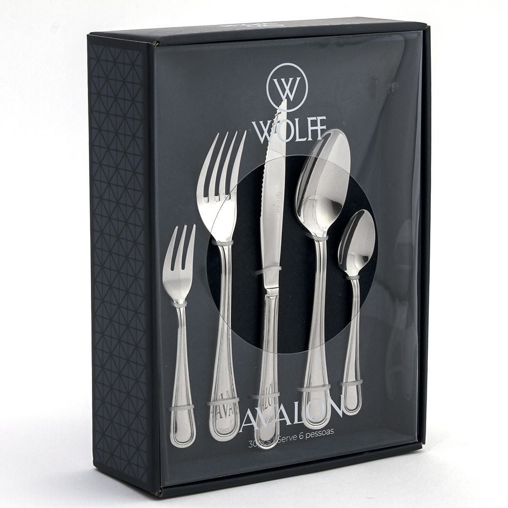 Faqueiro Avalon Wolff 30 Peças - Aço Inox
