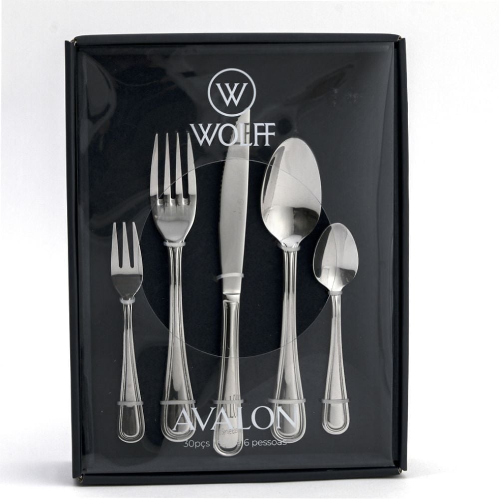 Faqueiro Avalon Wolff 30 Peças - Aço Inox