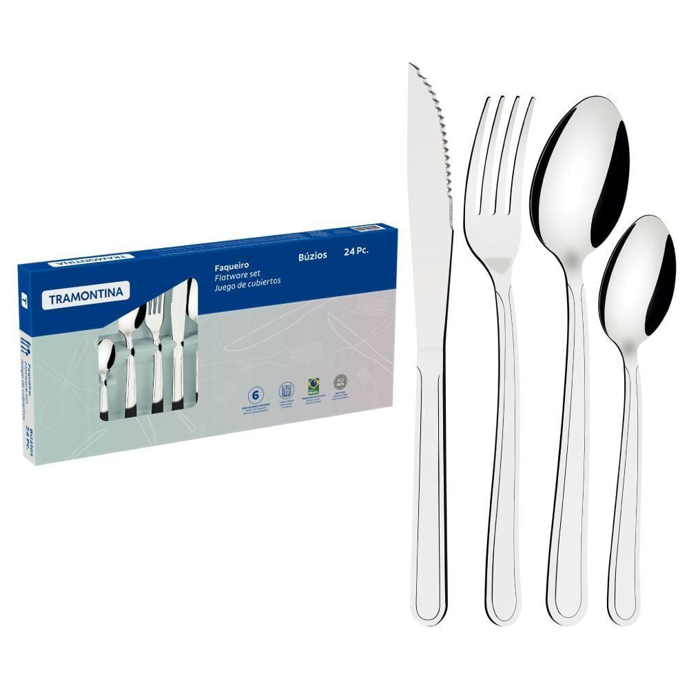 Faqueiro Aço Inox Búzios Tramontina 24 Peças - Inox
