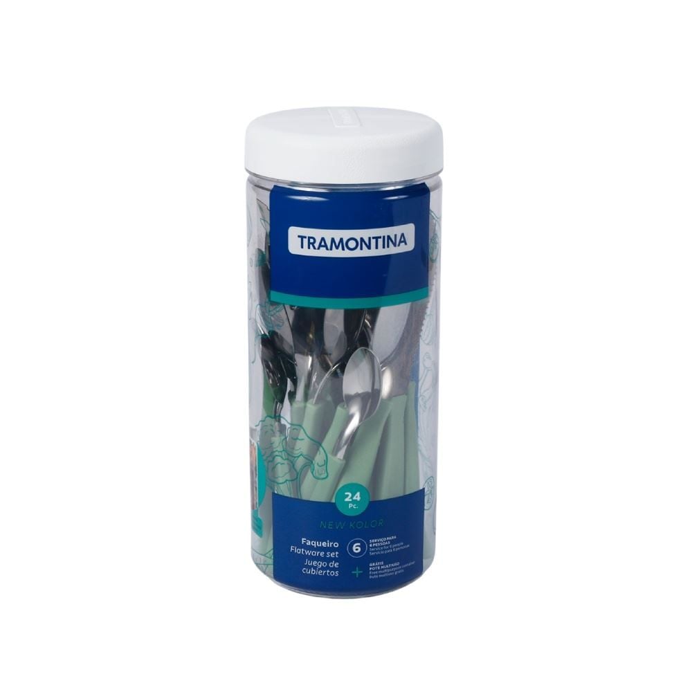 Faqueiro Tramontina New Kolor Aço Inox 24 Peças - Turquesa